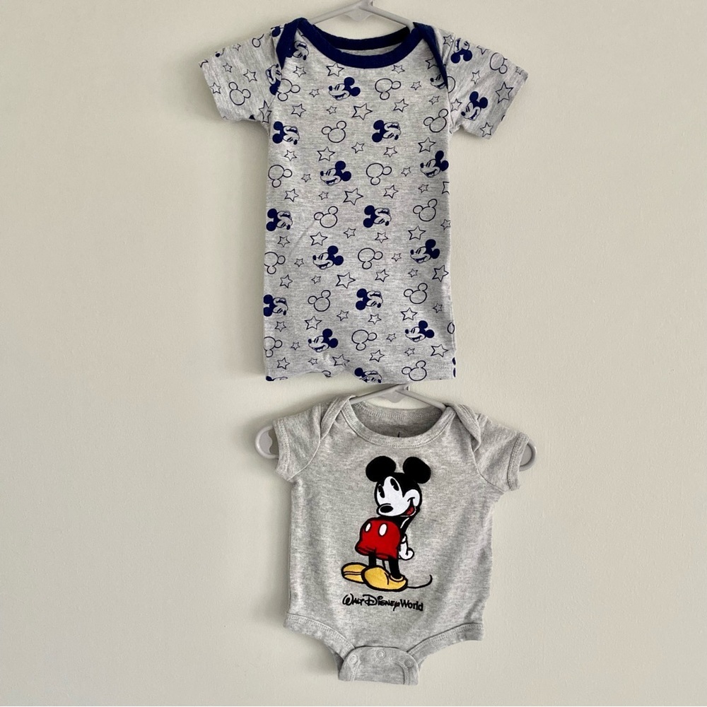 Disney Mickey Mouse 2 Piece Set-Bodysuit & Romper Size 0-3 Months
